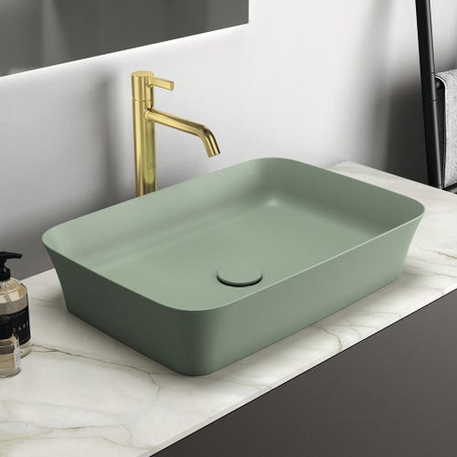 Immagine di Ideal Standard JOY miscelatore monocomando lavabo da appoggio H.31.3 cm, senza scarico, finitura brushed gold BC782A2