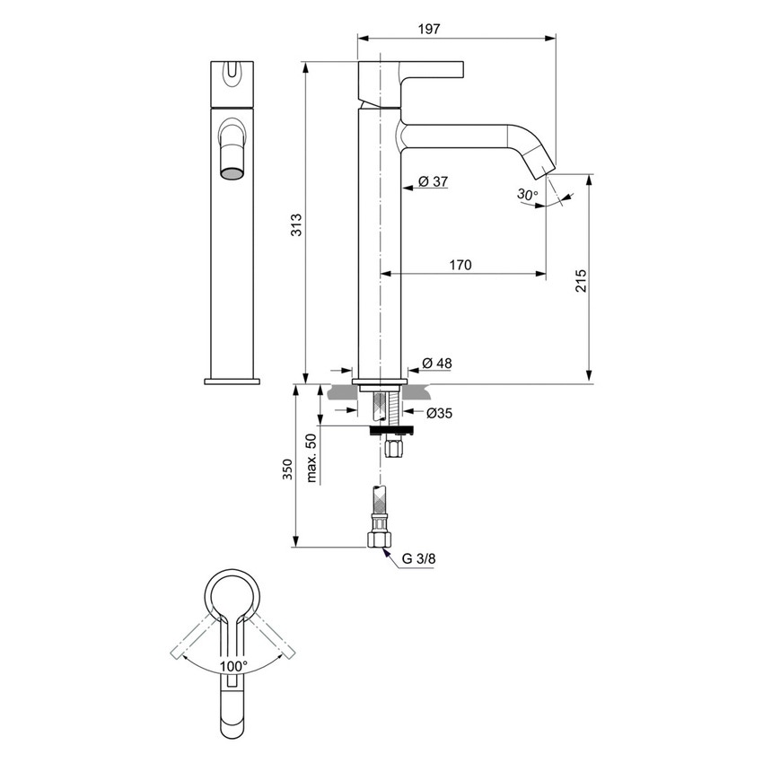 Ideal Standard CONCA composizione bagno: lavabo d'appoggio L.55 P