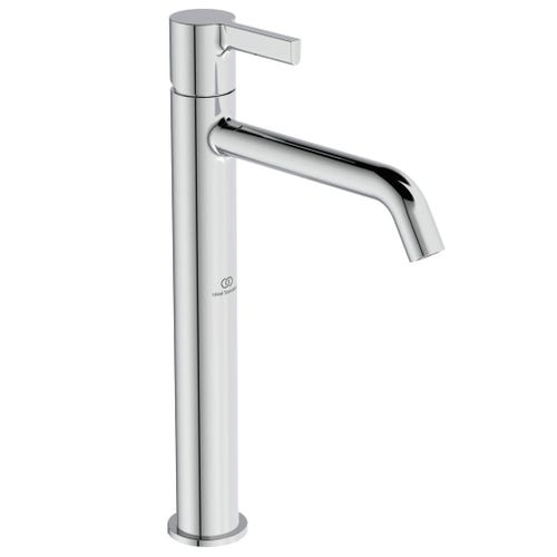 Immagine di Ideal Standard CONCA set con lavabo d’appoggio L.55 P.38 cm, colore bianco, miscelatore monocomando da appoggio, finitura cromo, mobile sottolavabo L.60 cm, colore bianco finitura opaco, mensola L.120, colore bianco finitura opaco CONCA08
