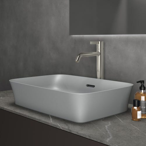 Immagine di Ideal Standard JOY miscelatore monocomando lavabo da appoggio H.31.3 cm, senza scarico, finitura silver storm BC782GN