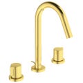 Immagine di Ideal Standard JOY miscelatore monocomando lavabo 3 fori, con scarico, finitura brushed gold BC783A2