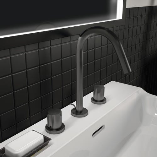 Immagine di Ideal Standard JOY miscelatore monocomando lavabo 3 fori, con scarico, finitura magnetic grey BC783A5
