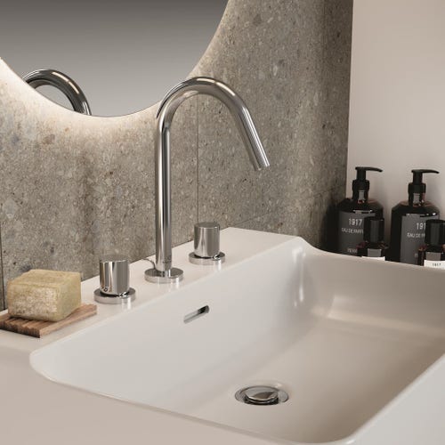 Immagine di Ideal Standard JOY miscelatore monocomando lavabo 3 fori, con scarico, finitura cromo BC783AA