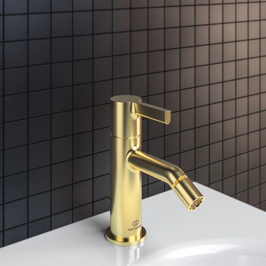 Rubinetto per bagno miscelatore doppio comando lavabo bidet vasca oro  lucido