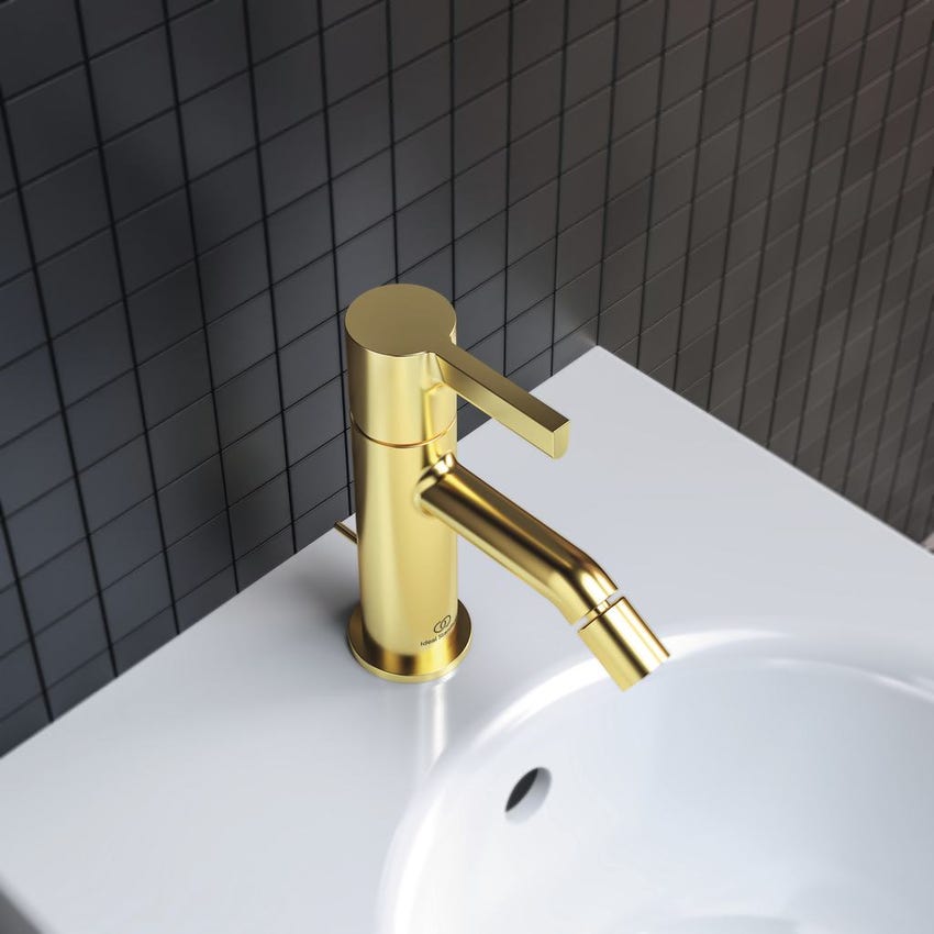 Rubinetto per bagno miscelatore doppio comando lavabo bidet vasca oro  lucido