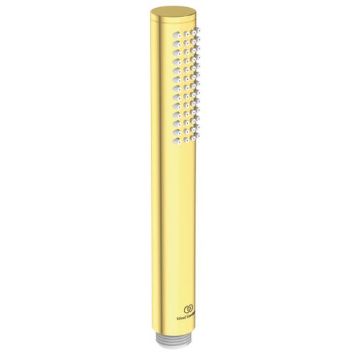Immagine di Ideal Standard JOY miscelatore monocomando esterno per vasca/doccia, con doccetta a 1 funzione, supporto fisso a muro e flessibile 160 cm, finitura brushed gold BC787A2