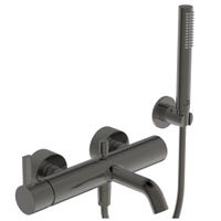 Immagine di Ideal Standard JOY miscelatore monocomando esterno per vasca/doccia, con doccetta a 1 funzione, supporto fisso a muro e flessibile 160 cm, finitura magnetic grey BC787A5