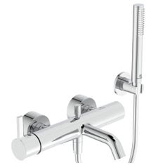 Immagine di Ideal Standard JOY miscelatore monocomando esterno per vasca/doccia, con doccetta a 1 funzione, supporto fisso a muro e flessibile 160 cm, finitura cromo BC787AA