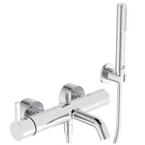 Immagine di Ideal Standard JOY miscelatore monocomando esterno per vasca/doccia, con doccetta a 1 funzione, supporto fisso a muro e flessibile 160 cm, finitura cromo BC787AA