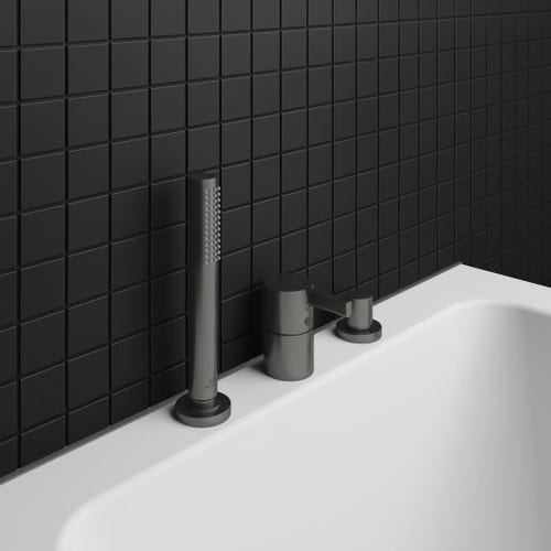 Immagine di Ideal Standard JOY gruppo bordo vasca 3 fori, con deviatore e doccetta stilo a 1 funzione, finitura magnetic grey BC788A5