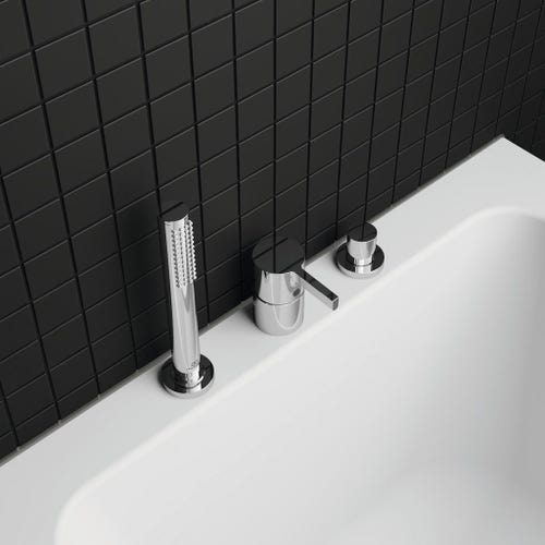 Immagine di Ideal Standard JOY gruppo bordo vasca 3 fori, con deviatore e doccetta stilo a 1 funzione, finitura cromo BC788AA