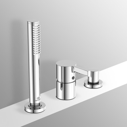 Immagine di Ideal Standard JOY gruppo bordo vasca 3 fori, con deviatore e doccetta stilo a 1 funzione, finitura cromo BC788AA