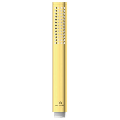 Immagine di Ideal Standard JOY gruppo bordo vasca 4 fori, con deviatore, bocca di erogazione, doccetta stilo a 1 funzione e porta doccetta, finitura brushed gold BC789A2