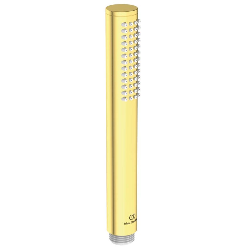 Immagine di Ideal Standard JOY gruppo bordo vasca 4 fori, con deviatore, bocca di erogazione, doccetta stilo a 1 funzione e porta doccetta, finitura brushed gold BC789A2