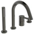 Immagine di Ideal Standard JOY gruppo bordo vasca 4 fori, con deviatore, bocca di erogazione, doccetta stilo a 1 funzione e porta doccetta, finitura magnetic grey BC789A5