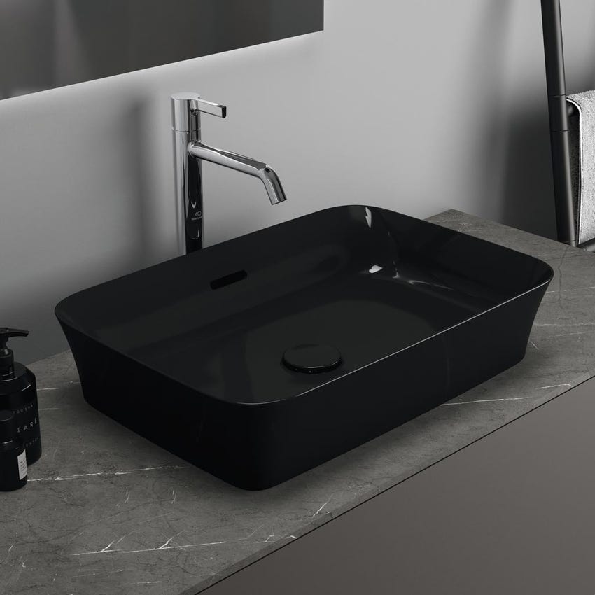 Immagine di Ideal Standard Piletta a scarico libero con cover in ceramica, colore nero finitura lucido E2114V2