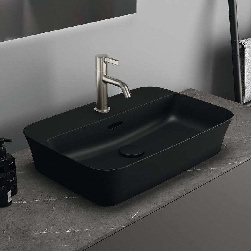 Immagine di Ideal Standard Piletta a scarico libero con cover in ceramica, colore nero finitura opaco E2114V3