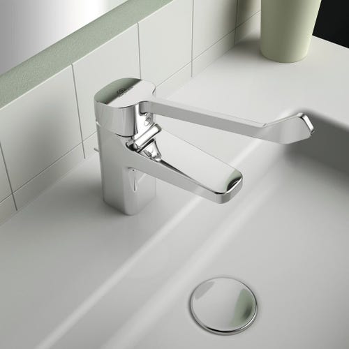 Immagine di Ideal Standard CERAPLAN miscelatore monocomando per lavabo a leva lunga, con scarico, finitura cromo BD218AA