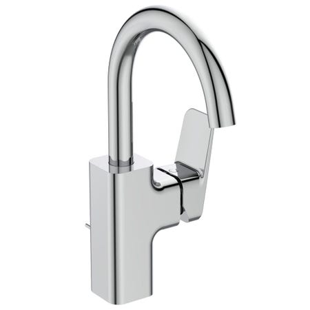 Immagine di Ideal Standard CERAPLAN miscelatore monocomando per lavabo, con bocca di erogazione tubolare orientabile, con scarico, finitura cromo BD235AA