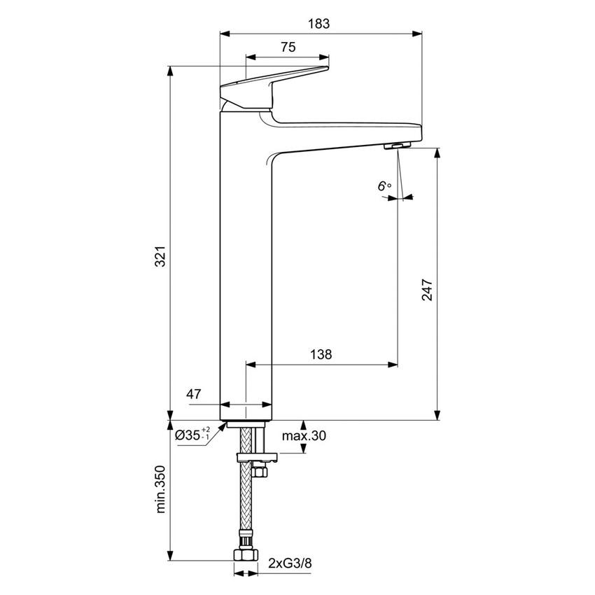 Immagine di Ideal Standard CERAPLAN miscelatore monocomando lavabo, aeratore 5 l/min, senza scarico, finitura cromo BD236AA