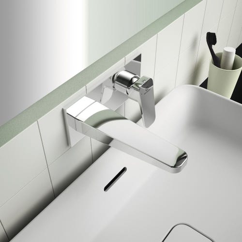 Immagine di Ideal Standard CERAPLAN miscelatore monocomando per lavabo, installazione a parete, finitura cromo BD244AA