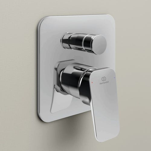 Immagine di Ideal Standard CERAPLAN miscelatore monocomando ad incasso per vasca/doccia, con deviatore, corpo incasso incluso, finitura cromo BD259AA