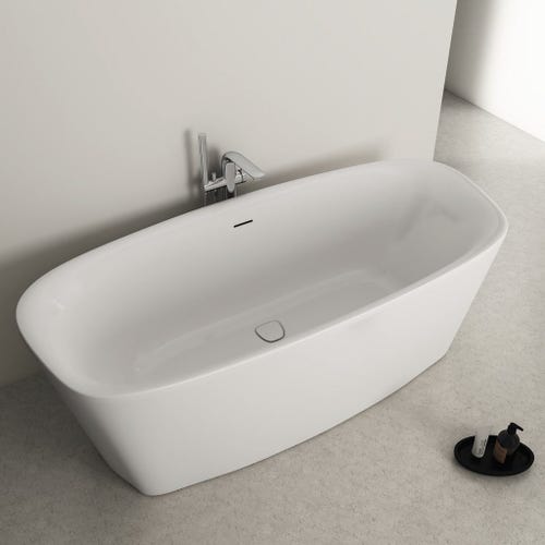 Immagine di Ideal Standard DEA vasca 170 cm centro stanza dotata di colonna di scarico e telaio, colore bianco E306601