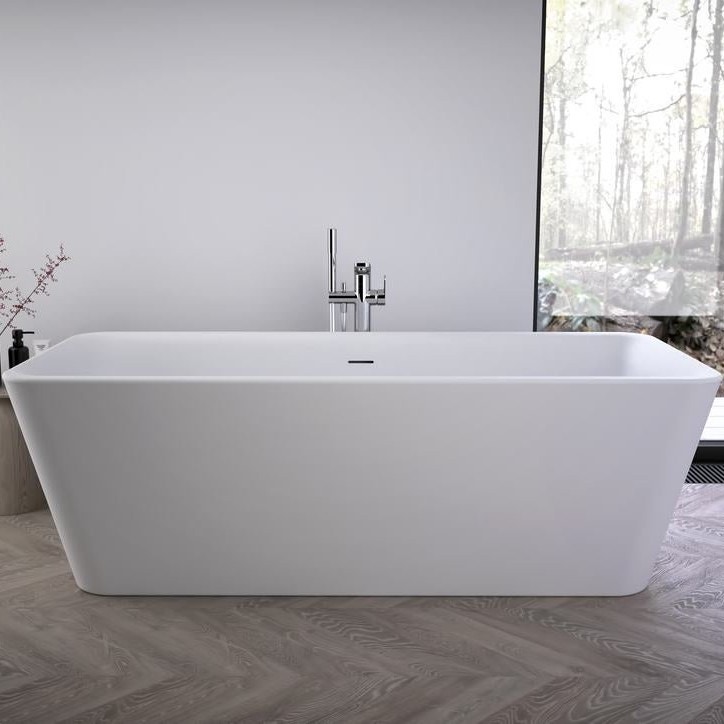 Immagine di Ideal Standard TONIC II vasca centro stanza, con colonna di scarico e telaio L.180 cm, colore bianco seta finitura opaco K8725V1