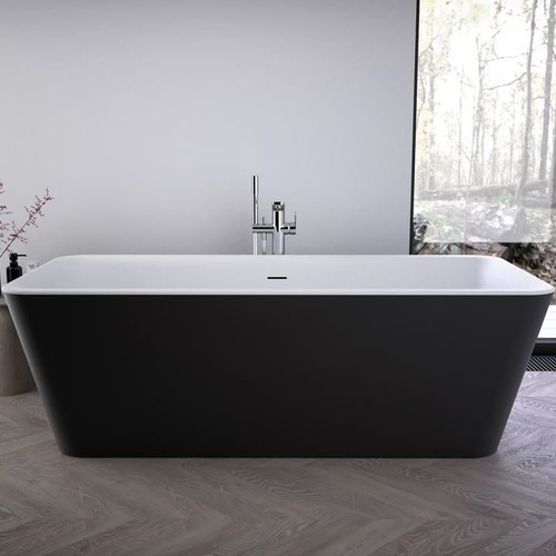 Immagine di Ideal Standard TONIC II vasca centro stanza, con colonna di scarico e telaio L.180 cm, colore nero finitura opaco K8725V3