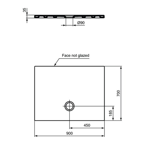 Immagine di Ideal Standard STRADA piatto doccia rettangolare L.90 P.70 cm con trattamento antiscivolo, colore bianco T2571YK