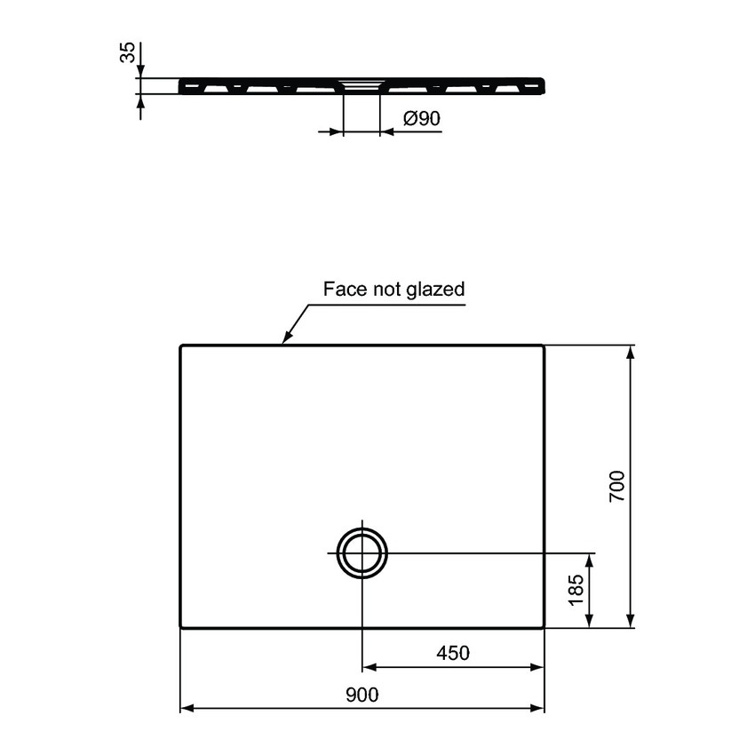 Immagine di Ideal Standard STRADA piatto doccia rettangolare L.90 P.70 cm con trattamento antiscivolo, colore bianco T2571YK