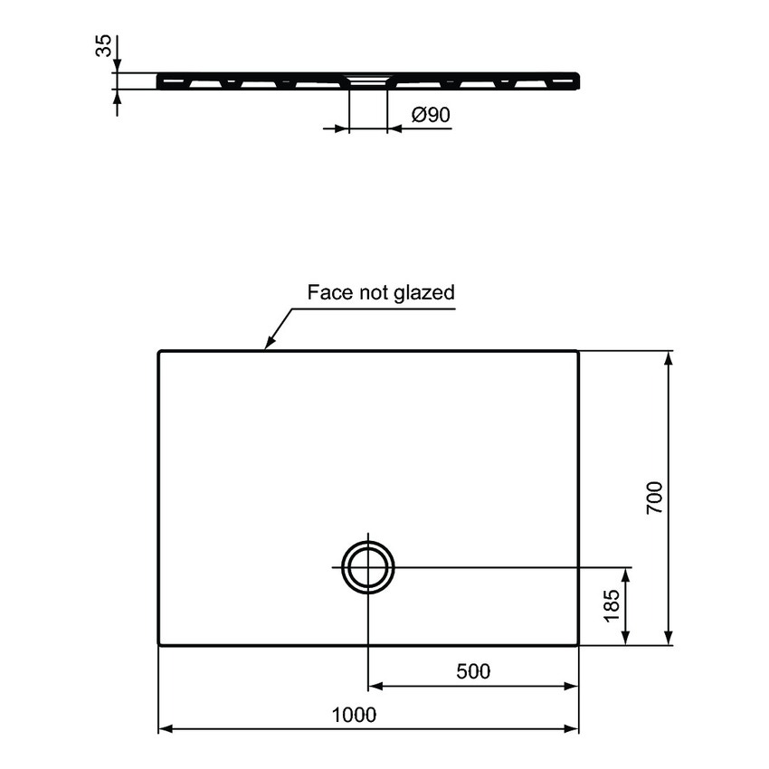 Immagine di Ideal Standard STRADA piatto doccia rettangolare L.100 P.70 cm con trattamento antiscivolo, colore bianco T2572YK