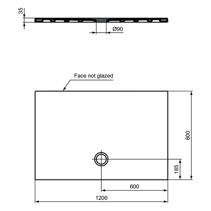 Immagine di Ideal Standard STRADA piatto doccia rettangolare L.120 P.80 cm con trattamento antiscivolo, colore bianco T2574YK