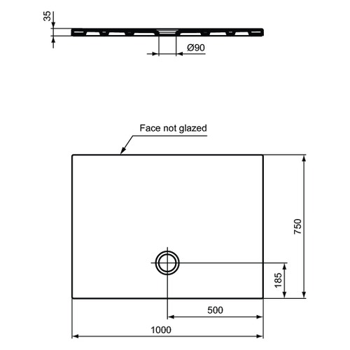 Immagine di Ideal Standard STRADA piatto doccia rettangolare L.100 P.75 cm con trattamento antiscivolo, colore bianco T2575YK