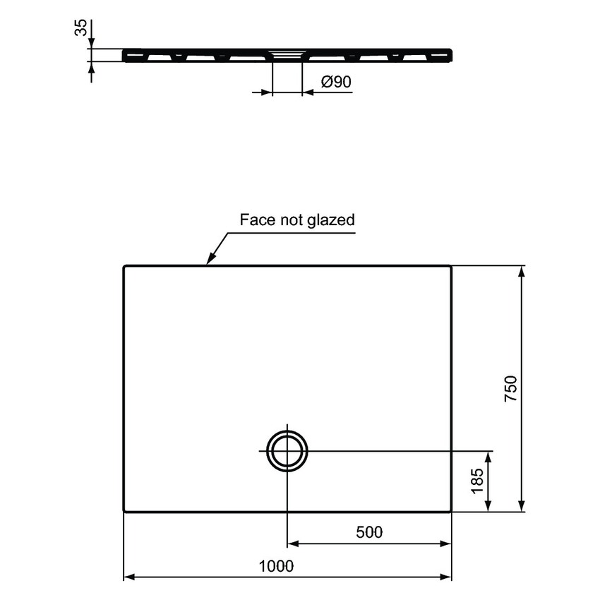 Immagine di Ideal Standard STRADA piatto doccia rettangolare L.100 P.75 cm con trattamento antiscivolo, colore bianco T2575YK