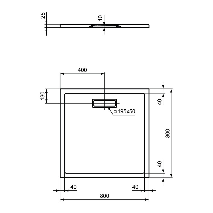 Immagine di Ideal Standard ULTRAFLAT NEW piatto doccia quadrato 80 cm, in acrilico, colore nero finitura opaco T4466V3
