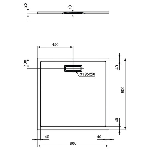 Immagine di Ideal Standard ULTRAFLAT NEW piatto doccia quadrato 90 cm, in acrilico, colore nero finitura opaco T4467V3