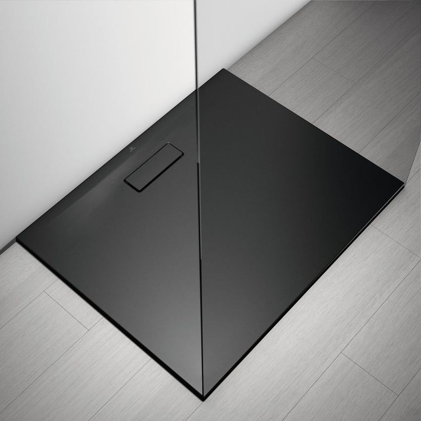 Immagine di Ideal Standard ULTRAFLAT NEW piatto doccia rettangolare L.100 P.80 cm, in acrilico, colore nero finitura opaco T4468V3