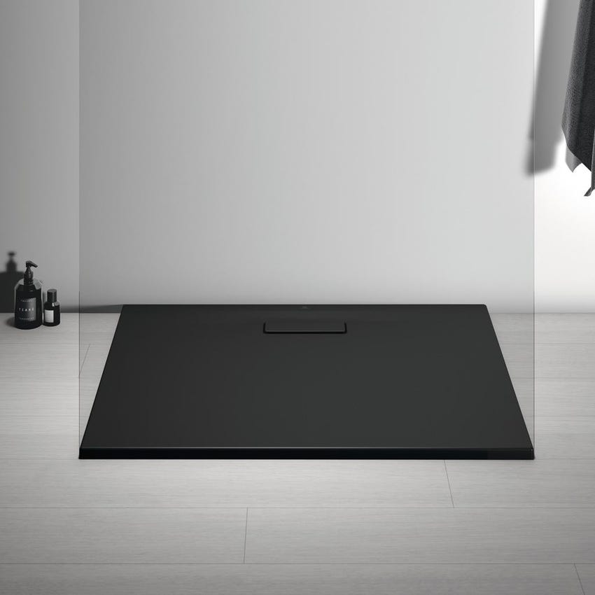 Immagine di Ideal Standard ULTRAFLAT NEW piatto doccia rettangolare L.100 P.80 cm, in acrilico, colore nero finitura opaco T4468V3