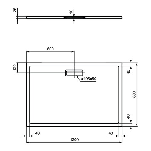 Immagine di Ideal Standard ULTRAFLAT NEW piatto doccia rettangolare L.120 P.80 cm, in acrilico, colore nero finitura opaco T4469V3