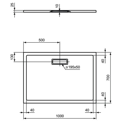 Immagine di Ideal Standard ULTRAFLAT NEW piatto doccia rettangolare L.100 P.70 cm, in acrilico, colore nero finitura opaco T4475V3