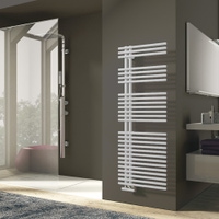 Immagine di Irsap FUNKY scaldasalviette, 27 tubi, 3 intervalli, H.142,3 L.50 P.6,2 cm, attacco sinistro, colore bianco FLL050B01IR01NNN03