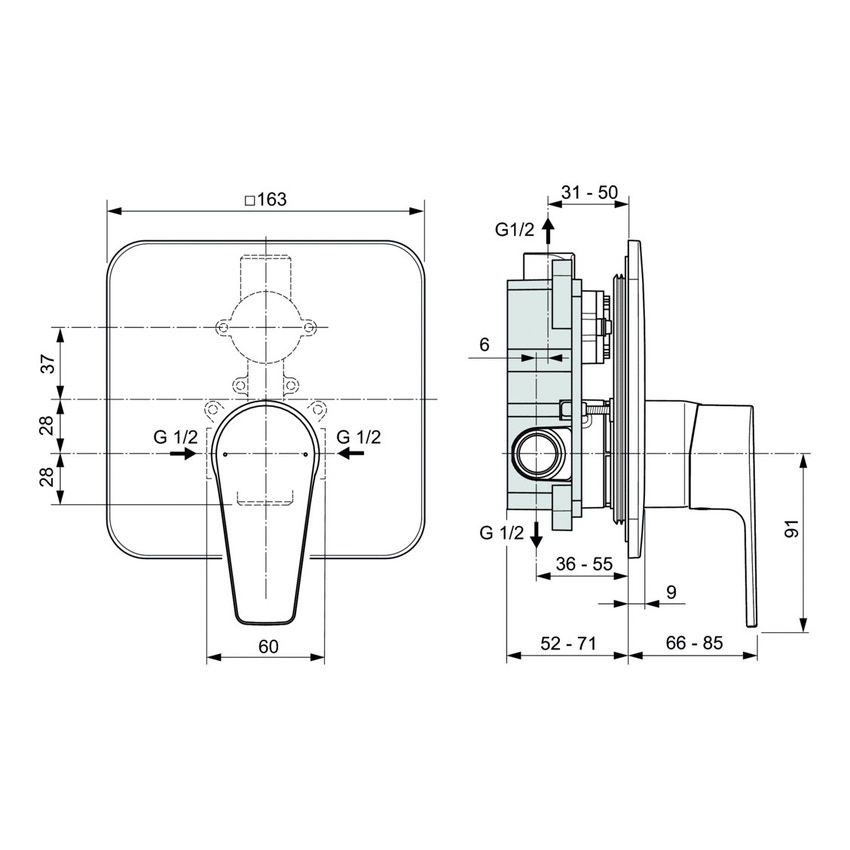 Immagine di Ideal Standard CERAFINE D miscelatore monocomando ad incasso per doccia, senza corpo incasso, finitura cromo A7190AA