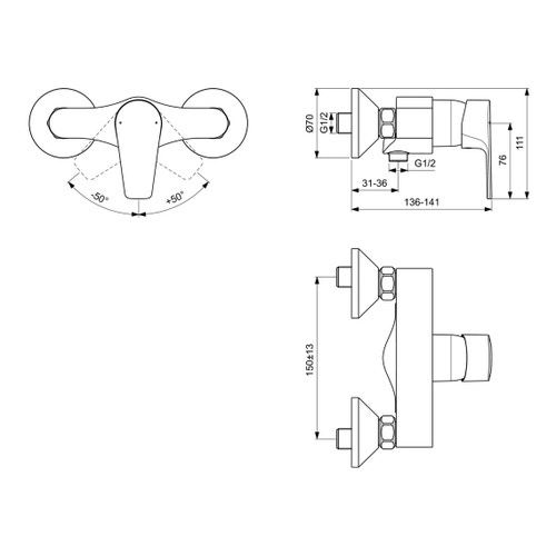 Immagine di Ideal Standard CERAFINE D miscelatore monocomando esterno per doccia, senza accessori doccia, finitura cromo BC493AA