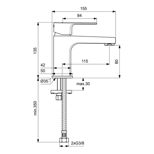Immagine di Ideal Standard CERAFINE D miscelatore monocomando per lavabo H.14 cm, senza asta di comando e scarico piletta, finitura cromo BC682AA