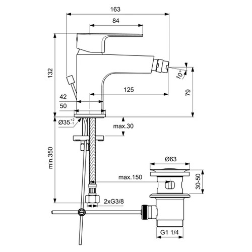 Immagine di Ideal Standard CERAFINE D miscelatore monocomando bidet, con scarico, finitura cromo BC691AA
