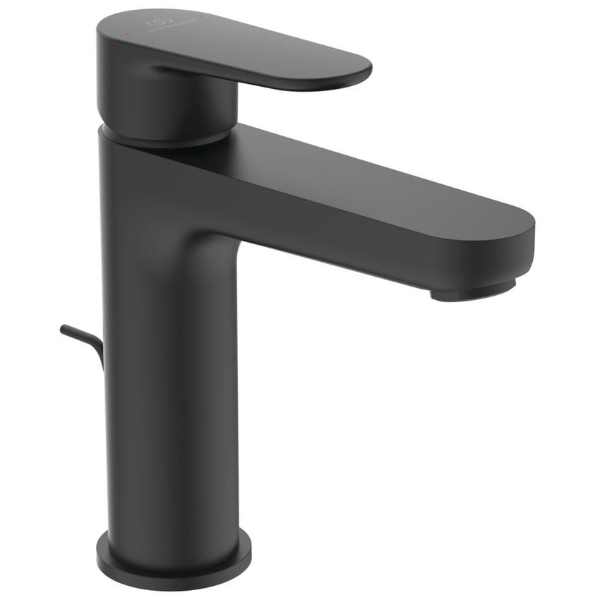 Immagine di Ideal Standard CERAFINE O miscelatore monocomando per lavabo H.18 cm, con scarico, colore nero finitura opaco BC699XG