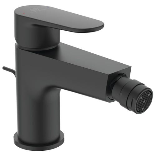 Immagine di Ideal Standard CERAFINE O miscelatore monocomando P.18 cm per bidet, con asta di comando e scarico piletta da 1-1/4", colore nero finitura opaco BC705XG