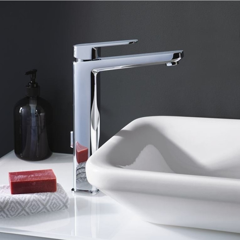 Immagine di Ideal Standard TONIC II miscelatore monocomando da appoggio su piano, con asta di scarico e piletta, con bocca di erogazione fissa, finitura cromo A6328AA