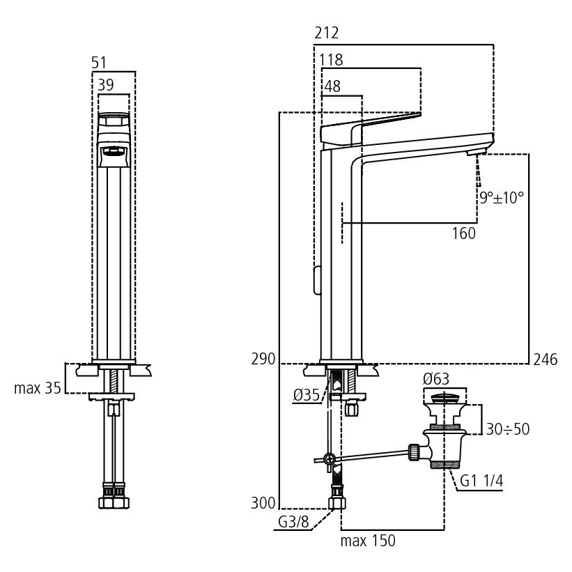 Immagine di Ideal Standard TONIC II miscelatore monocomando da appoggio su piano, con asta di scarico e piletta, con bocca di erogazione fissa, finitura cromo A6328AA